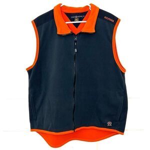Vintage Y2K Men’s Tommy Hilfiger Fleece Zip Up Vest Navy Blue Orange Size XL